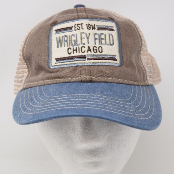 Wrigley Field Chicago Unisex Men Women Snapback Mesh Panel Blue Brown Patch 1914 - Picture 2 of 14